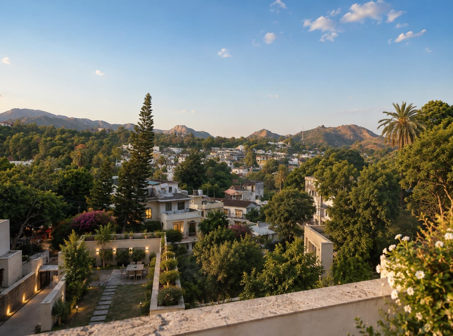 The Aravalli hills around Mount Abu in warm evening light
